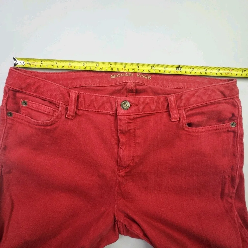 Michael Kors Skinny Jeans Women's Size 10 Red Stretch Denim Low Rise Trousers